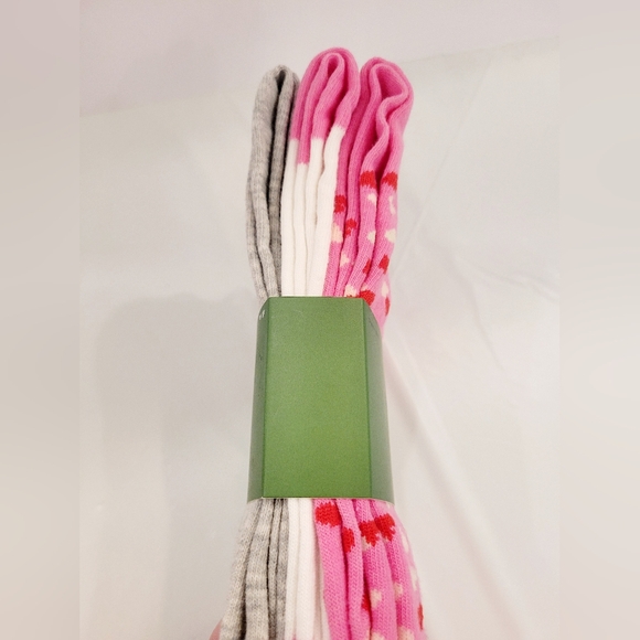 Kate Spade Pink Crew Socks with Heart Design - Picture 2 of 3